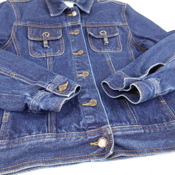 Vintage Y2K cleo Jean Jacket Women's Medium 100% Cotton Denim Trucker Coat - Picture 6 of 9